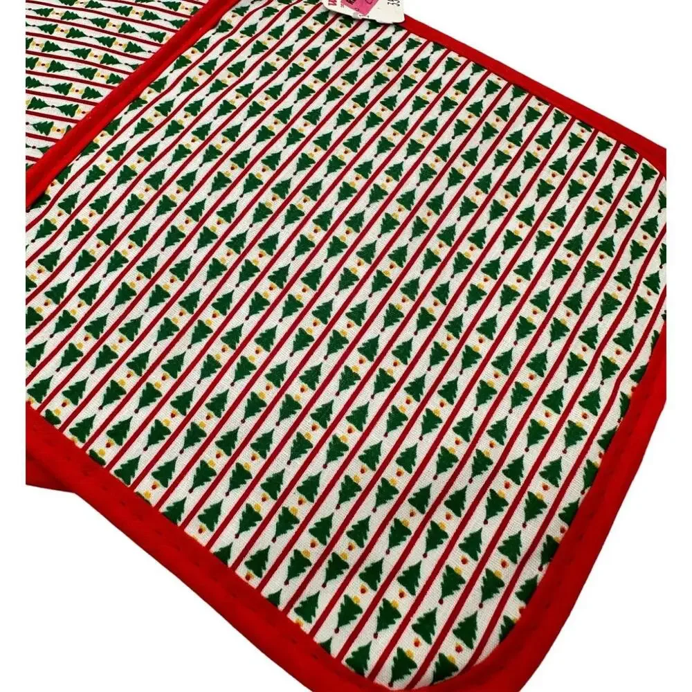 Vintage Woolworth's Christmas Potholders Set of 3 White Green Red New with Tag